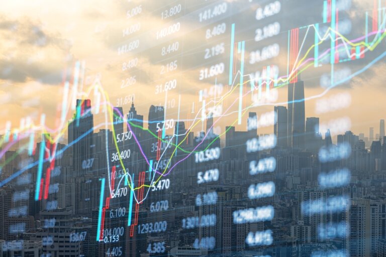 Concept,Of,Modern,Commercial,Architecture,And,Financial,Stock,Market,Securities