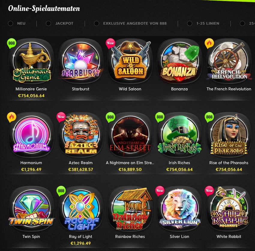 888casino Slots und Jackpots