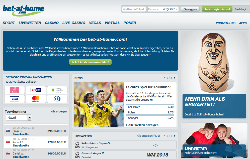 Bet at Home Webseite