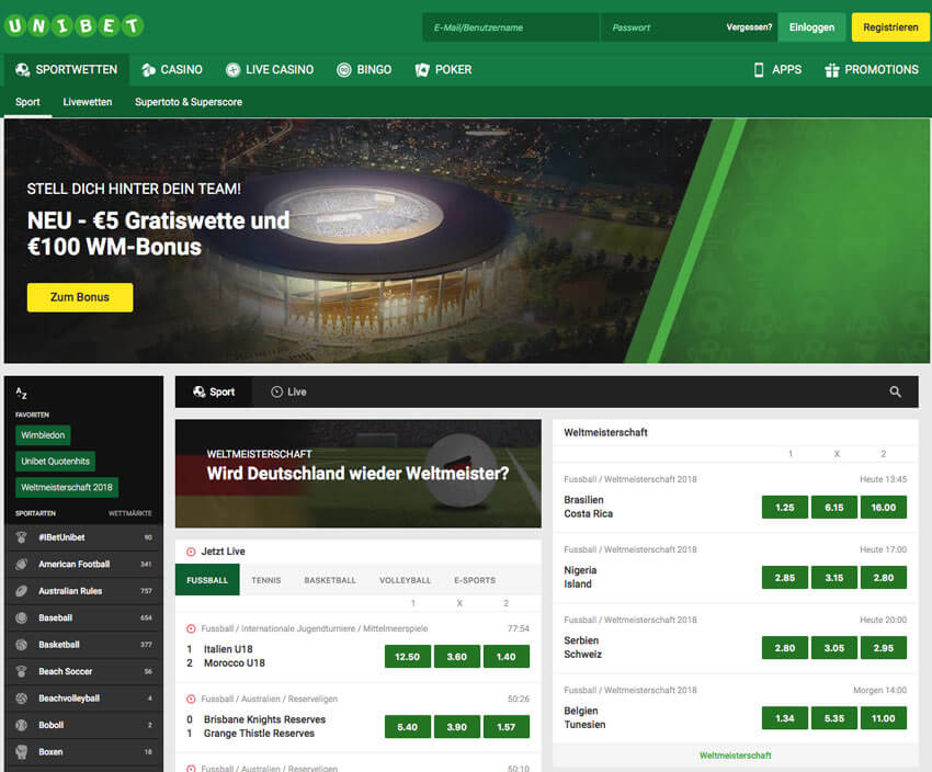 Unibet Webportal