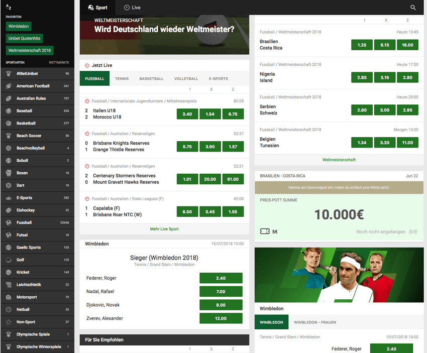 Unibet Wettangebot