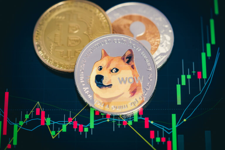 Focus,Select,And,Blur,Dogecoin,Cryptocurrency,Silver,Symbol,And,Stock
