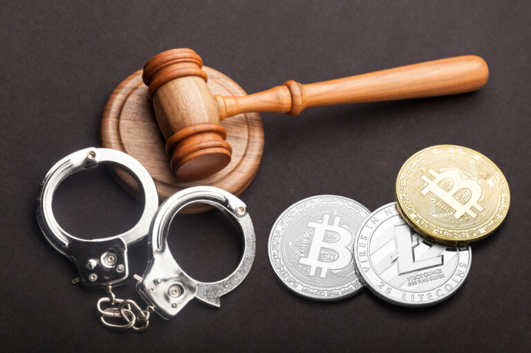 Judge,Wooden,Hammer,And,Golden,Crypto,Coin.,Justice,Courtroom.