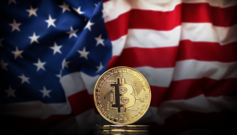 Bitcoin,Btc,Representation,Coin,With,The,National,Flag,Of,United