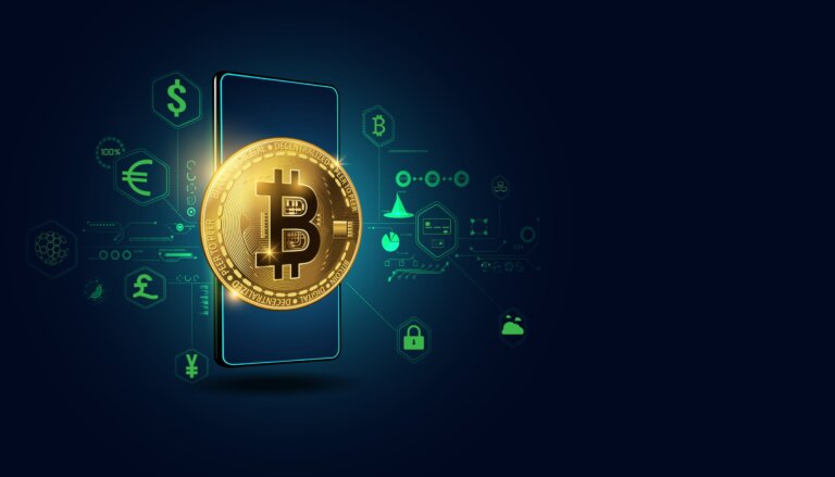 Abstract,Digital,Bitcoin,Finance,In,The,Online,World,By,Mobile
