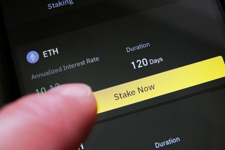 A,Cryptocurrency,Investor,About,To,Stake,Ethereum,On,A,Crypto
