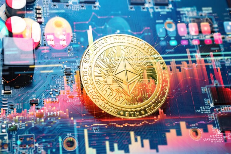 Cryptocurrency,Ethereum,(eth),Gold,Ethereum,Coin,On,Trading,Business,Charts
