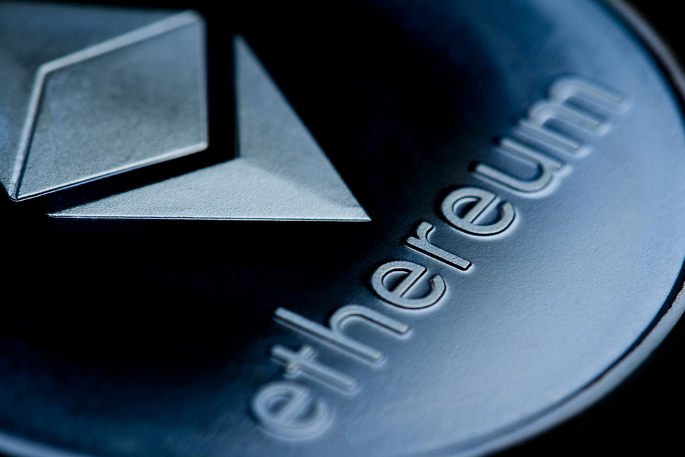 Horizontal,Top,View,Close,Up,Of,Ethereum,Logo,On,A