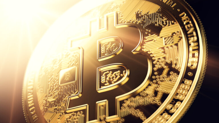 Bitcoin,In,Blurry,Close-up,Shot.,3d,Rendering