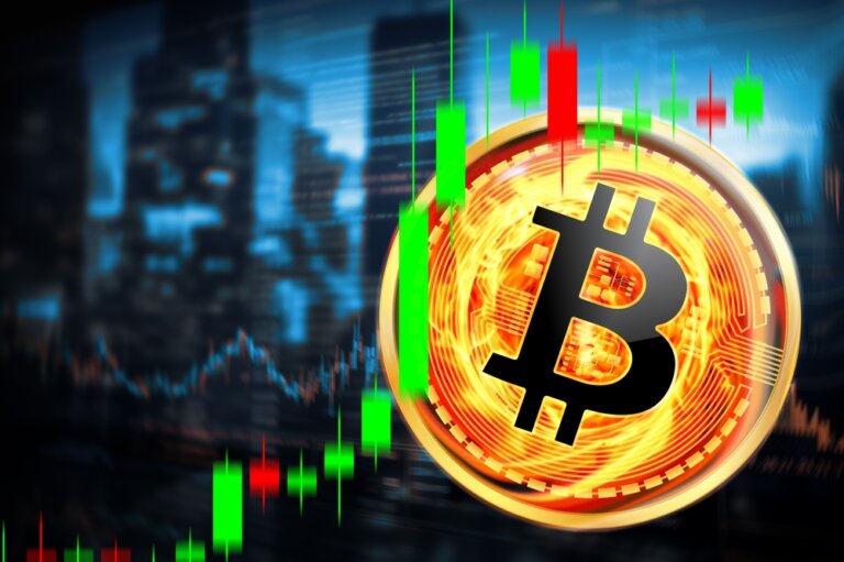 Conceptual,Picture,Of,Cryptocurrency,Bitcoin,Btc,Coin,Bursting,Into,Flammes,