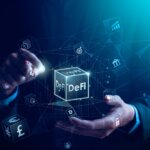 Hands,Interacting,With,Holographic,Decentralized,Finance,Or,Defi,,Digital,Currency